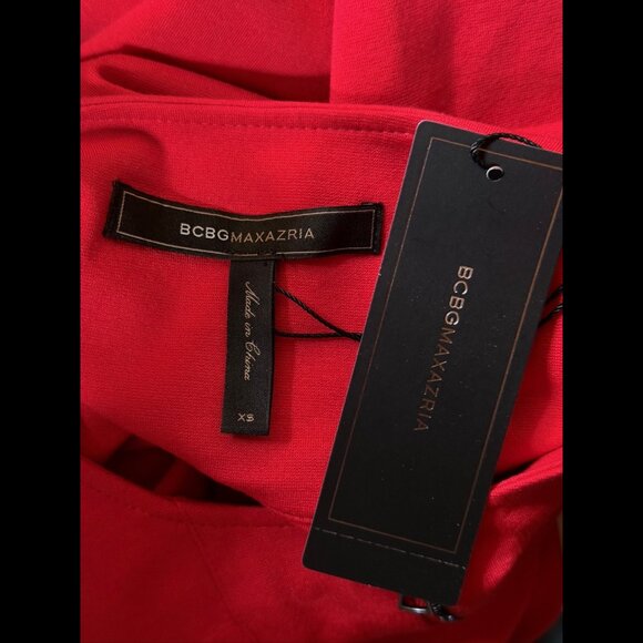 New BCBG Maxazria Top XS Womens Red Long Sleeve Yanie Rouge Red Half Zip - Picture 6 of 9